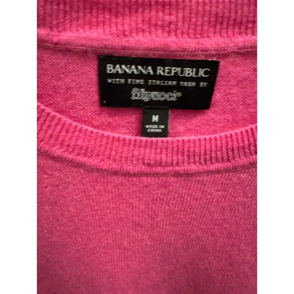 Banana‎ Republic Fine Italian Yarns Pink Ruffle Cuff Sweater Womens Size M